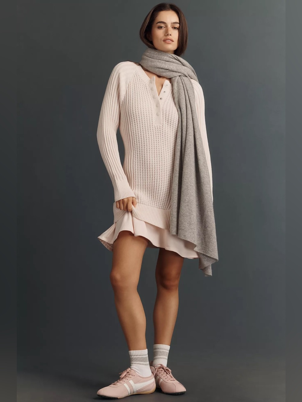 NWT Anthro Daily Practice Twofer Waffle Knit Mini Dress Size Large